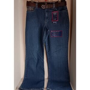 Bandolinoblu Daria-B Women's Jeans Boot Cut Tummy Control W/Belt Size 12